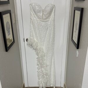 Fashion Nova White Sequin Prom Dress